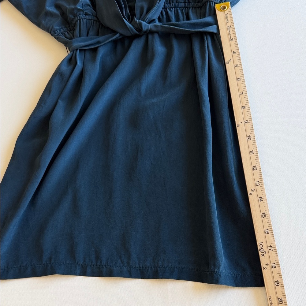 Suzi Chin for Maggy Boutique 100% Silk Navy Mini Dress with Tie Waist - Picture 11 of 13